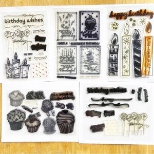 Hero Arts Clear Cling Reposition-able Stamp Sets Lot Of 5 Birthday Cupcakes